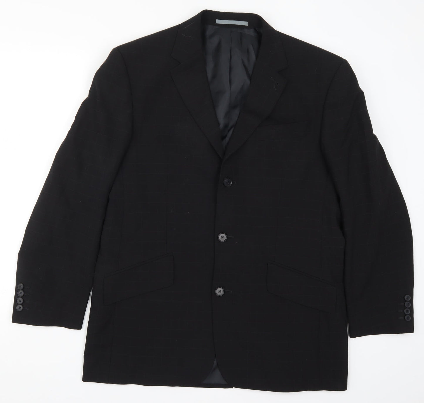 Preworn Mens Black Check  Jacket Suit Jacket Size 40