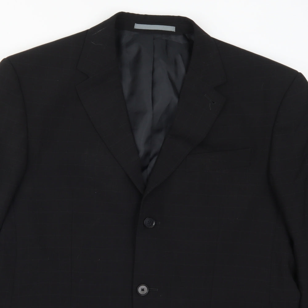 Preworn Mens Black Check  Jacket Suit Jacket Size 40