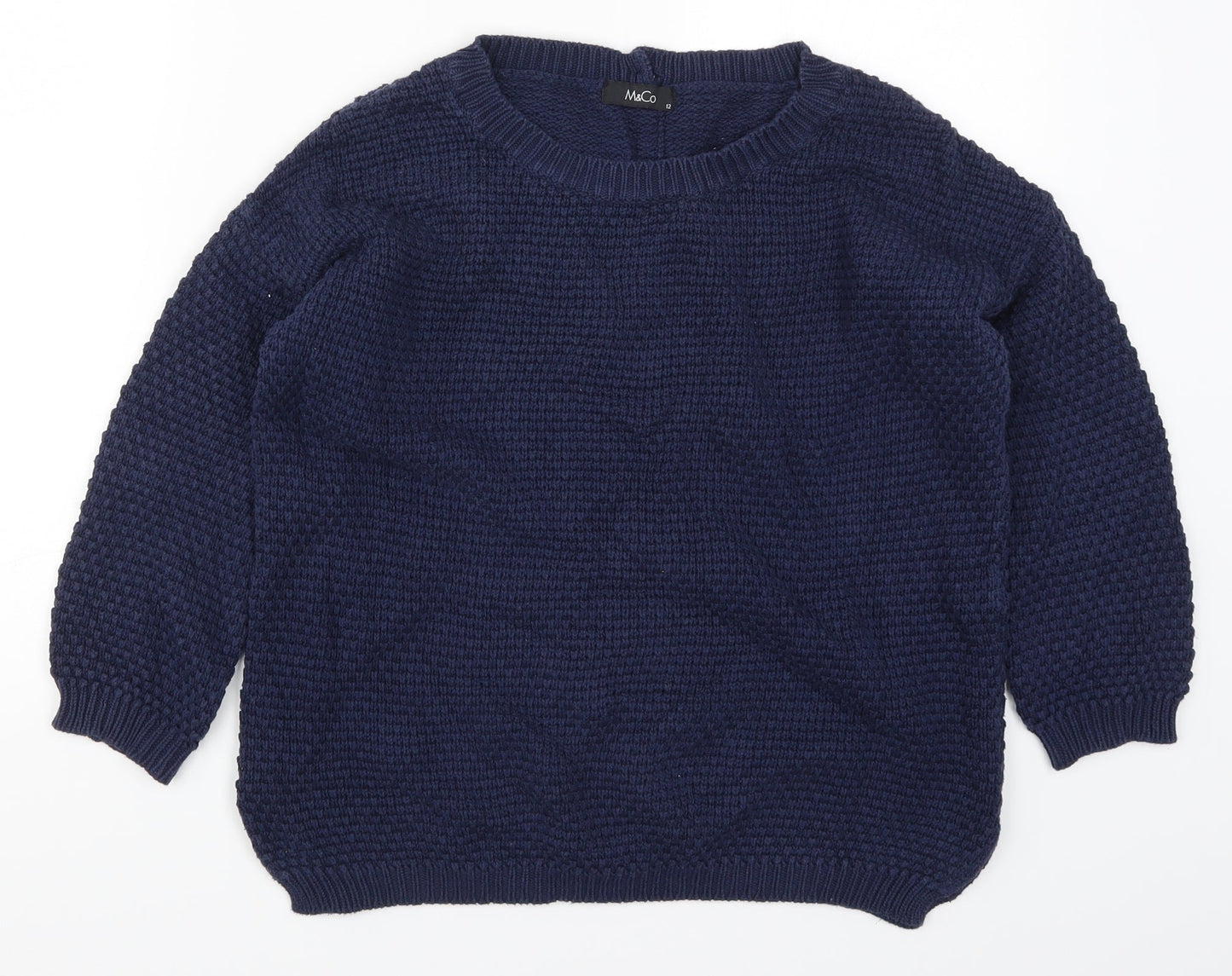 M&Co Womens Blue  Knit Pullover Jumper Size 12