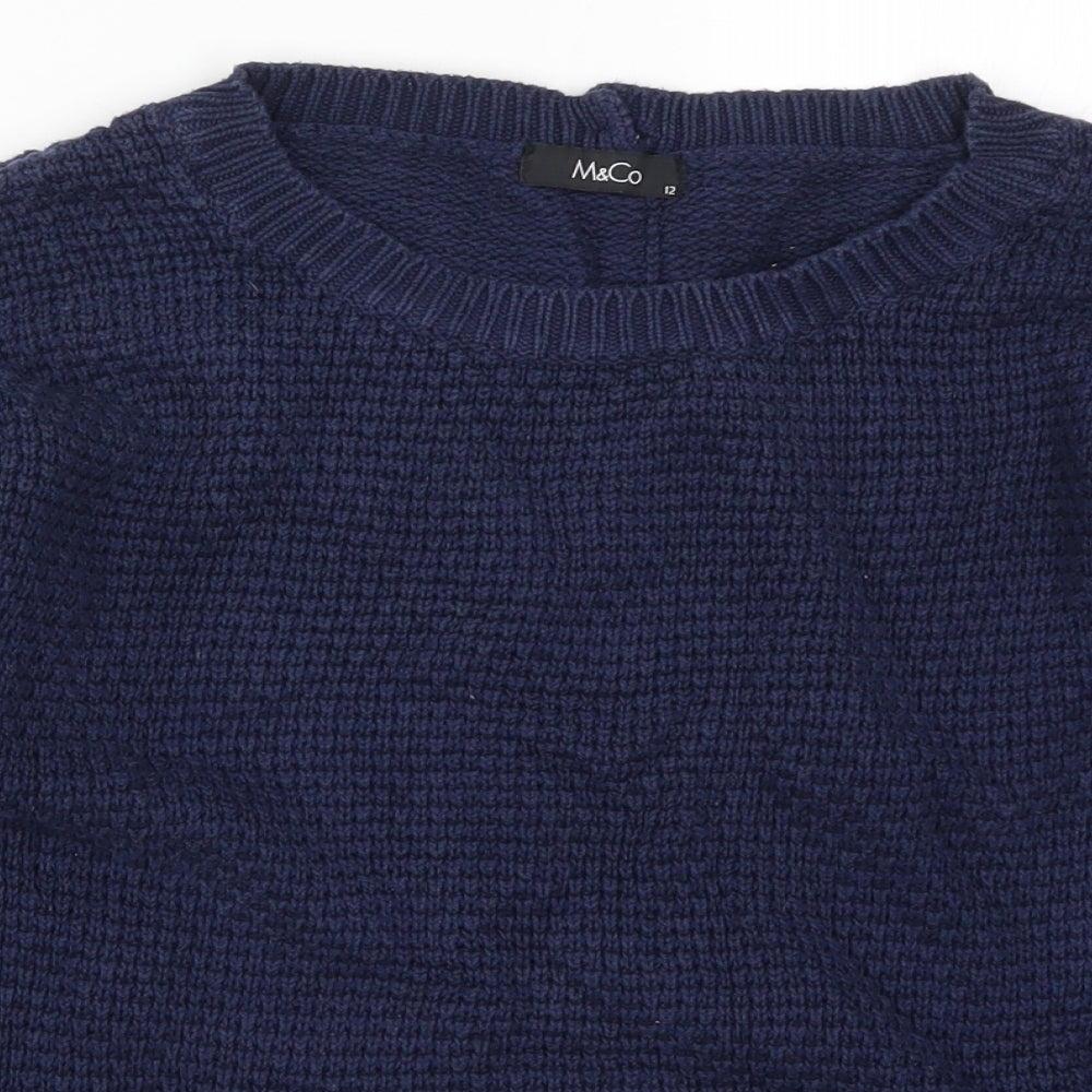 M&Co Womens Blue  Knit Pullover Jumper Size 12