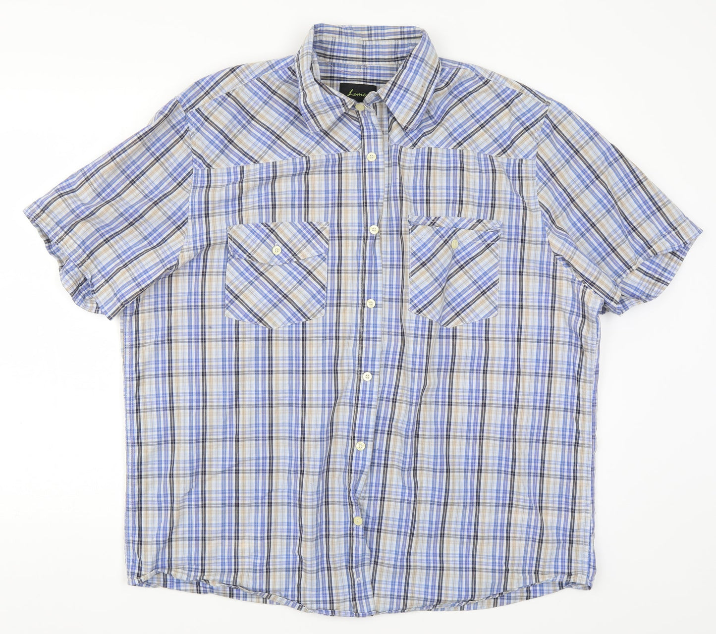 Lime Mens Blue Check   Button-Up Size XL