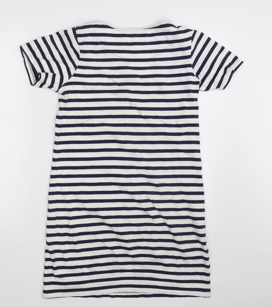 Quba & Co. Womens White Striped  T-Shirt Dress  Size 8