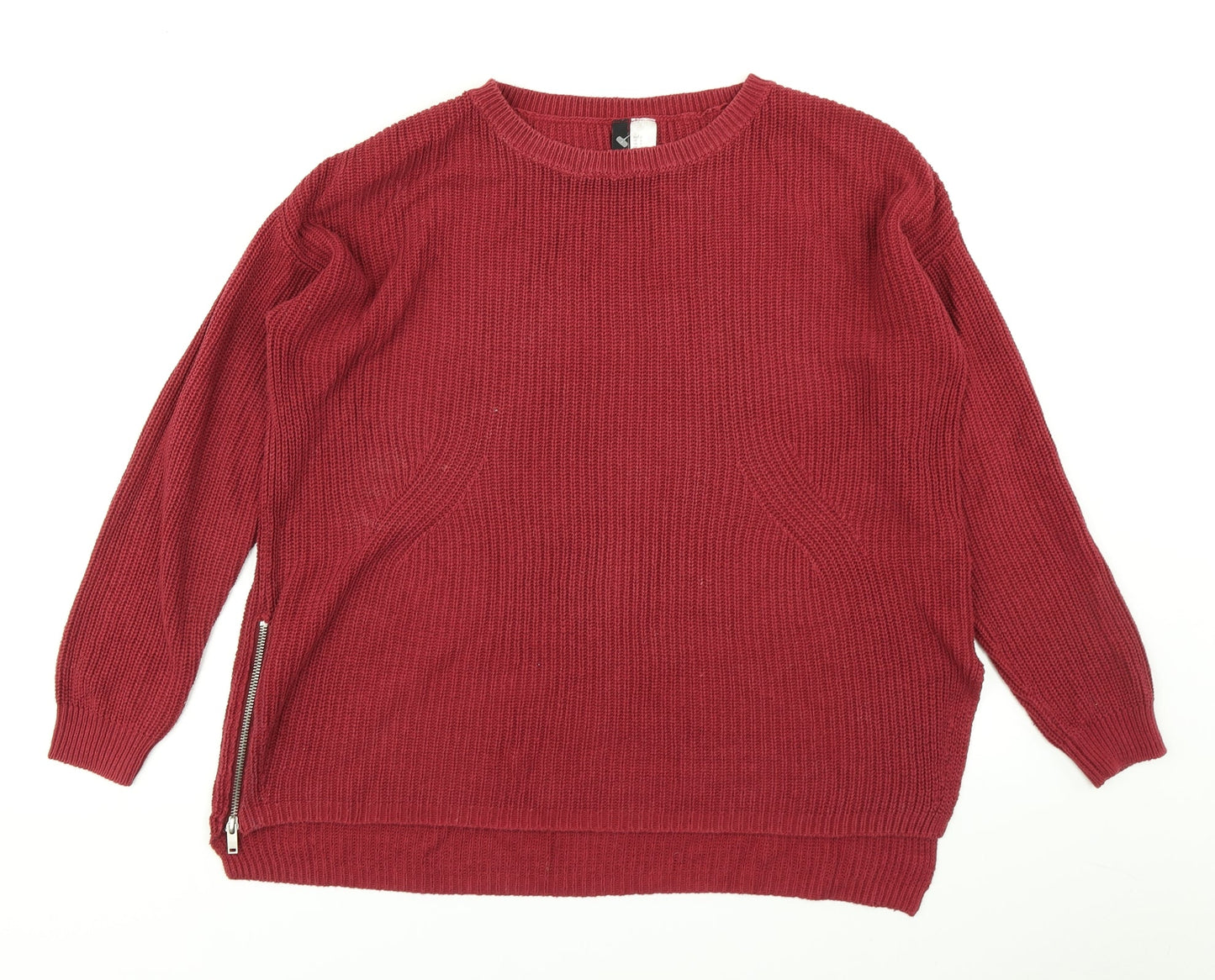 Divided Womens Red  Knit Pullover Jumper Size S