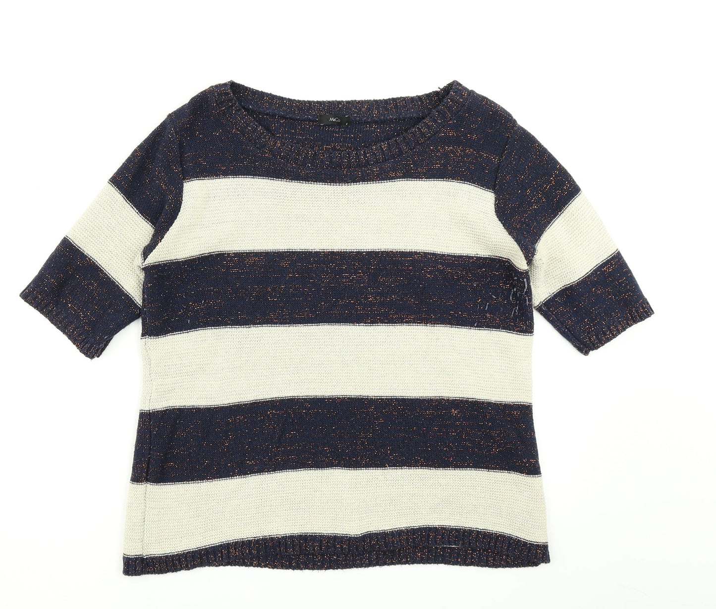M&Co Womens Beige Striped Knit Pullover Jumper Size M