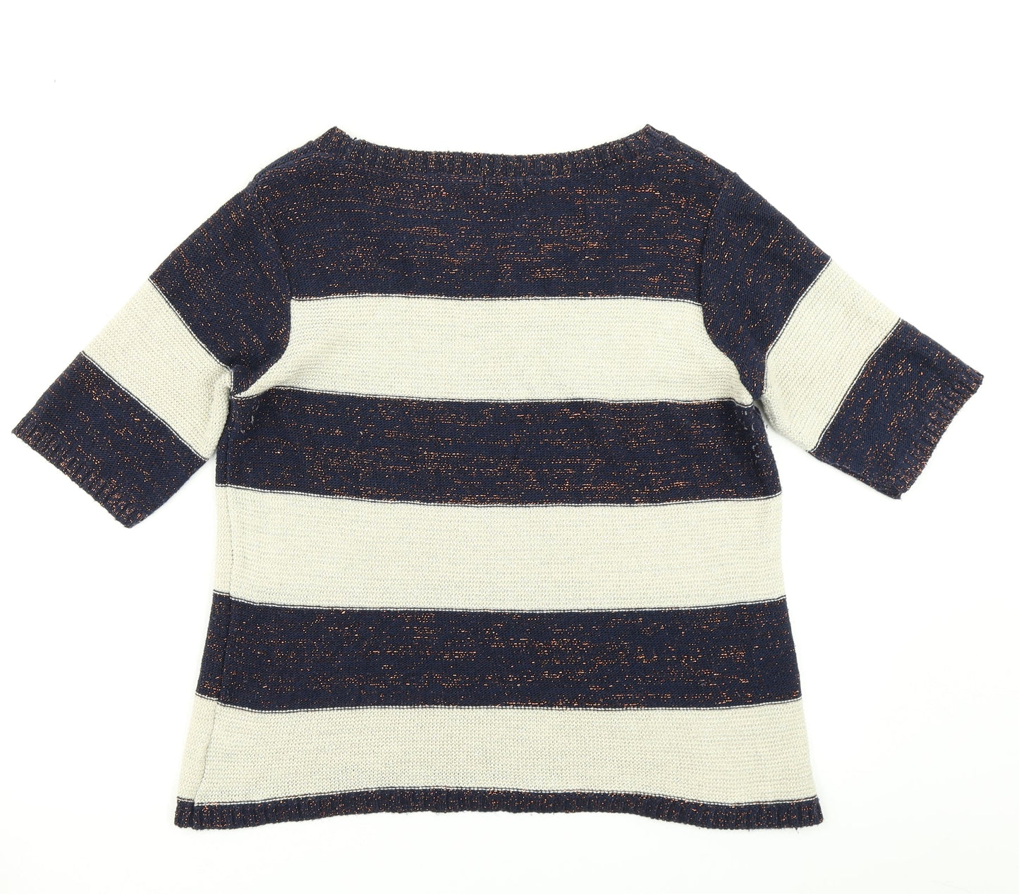M&Co Womens Beige Striped Knit Pullover Jumper Size M