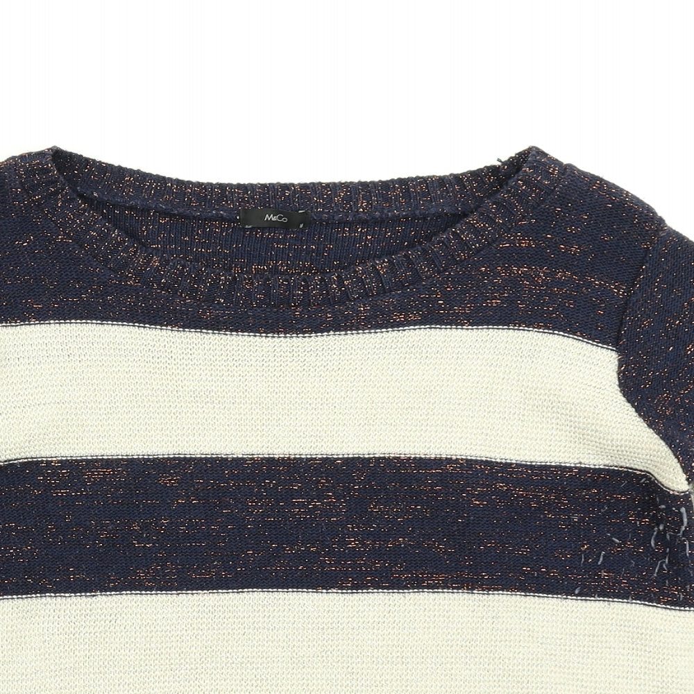 M&Co Womens Beige Striped Knit Pullover Jumper Size M