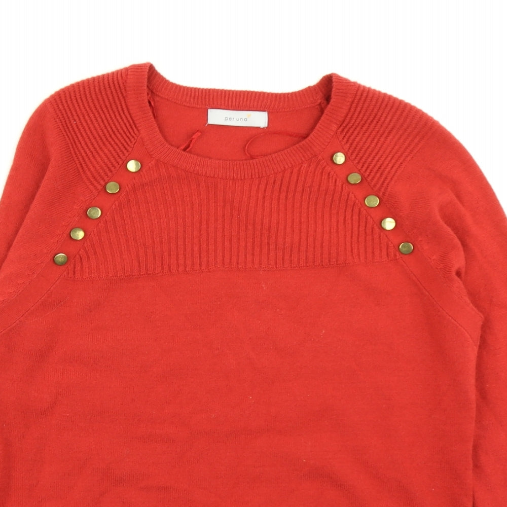 Per Una Womens Red  Knit Pullover Jumper Size 12