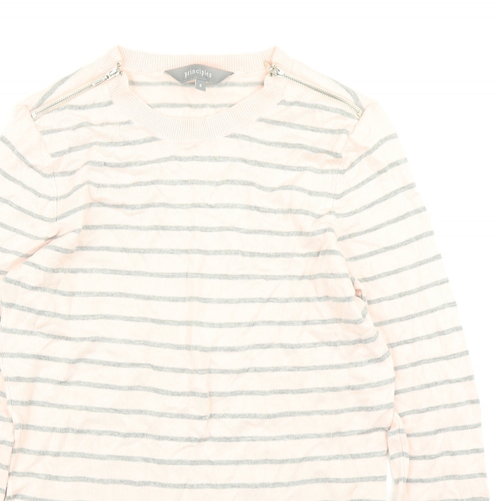 Principles Womens Pink Striped Knit Pullover Jumper Size 8