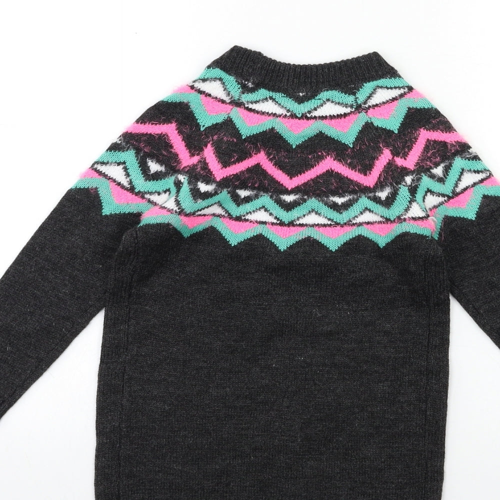 Matalan Girls Grey  Knit Pullover Jumper Size 6 Years