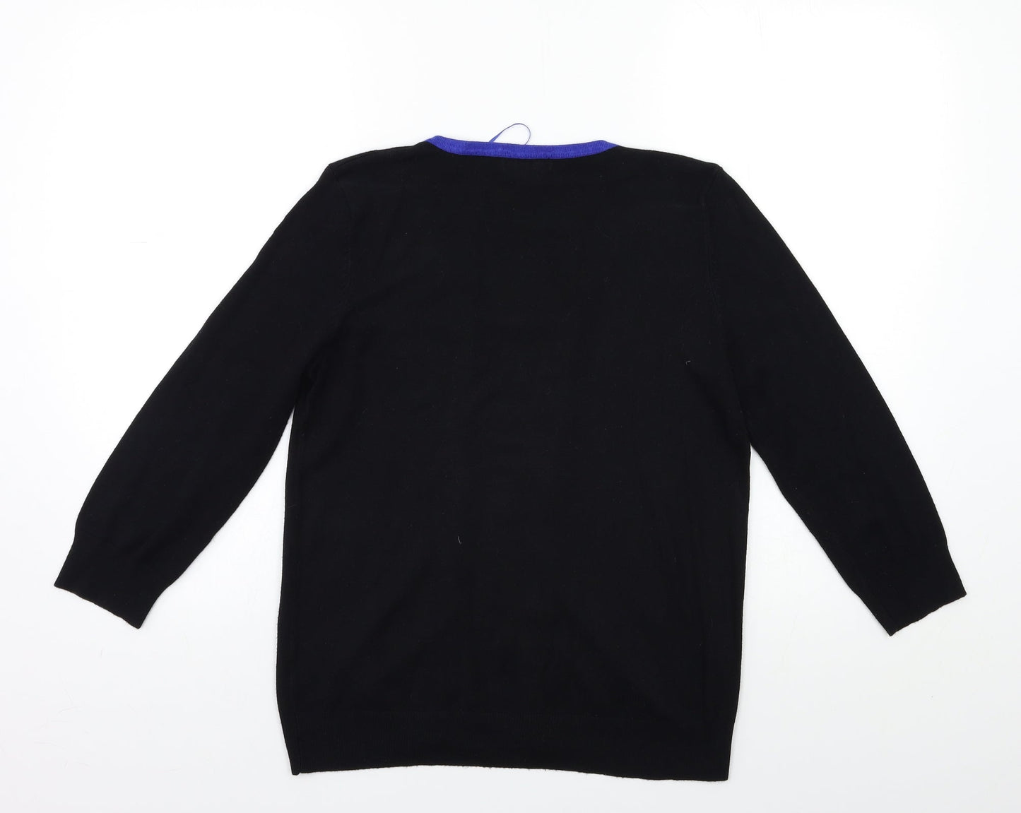 M&Co Womens Black Striped Knit Pullover Jumper Size 12