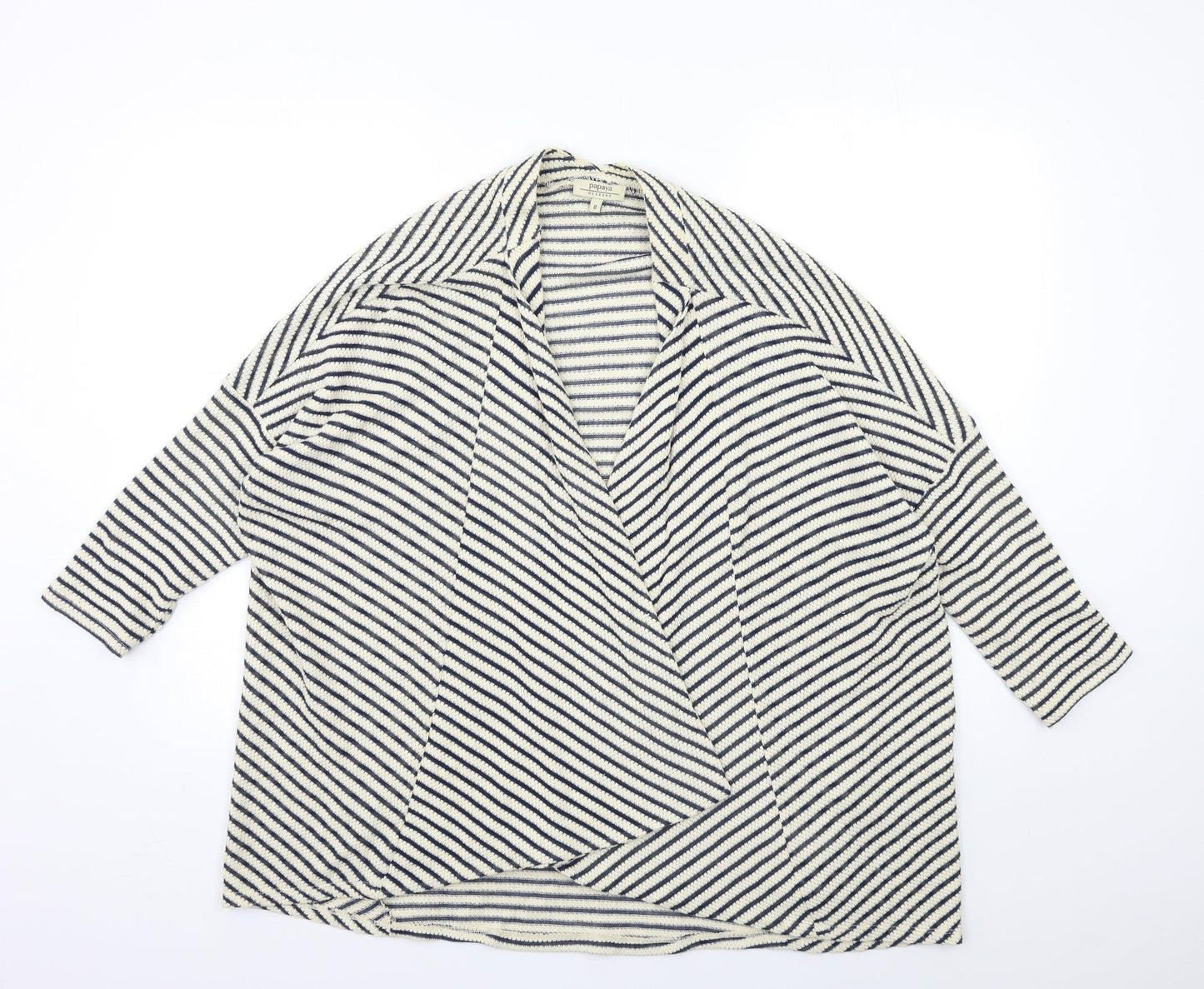 Papaya Womens Beige Striped  Cardigan Jumper Size 8