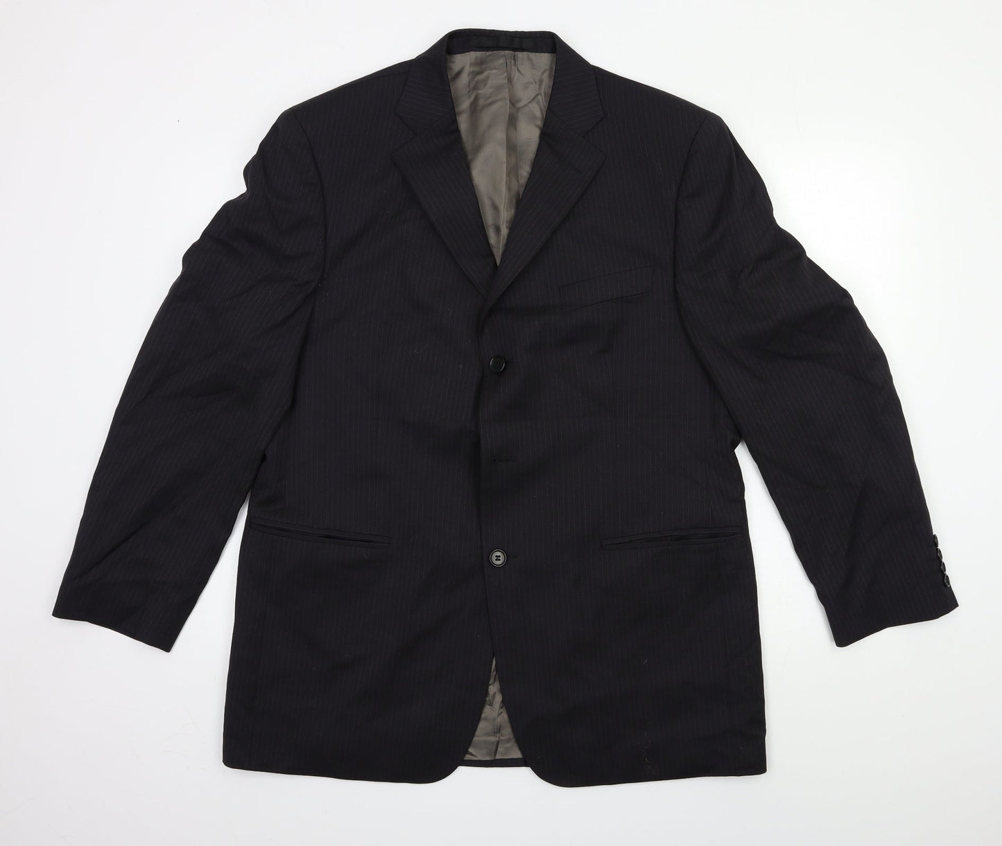 Marks and Spencer Mens Black Striped  Jacket Suit Jacket Size 42