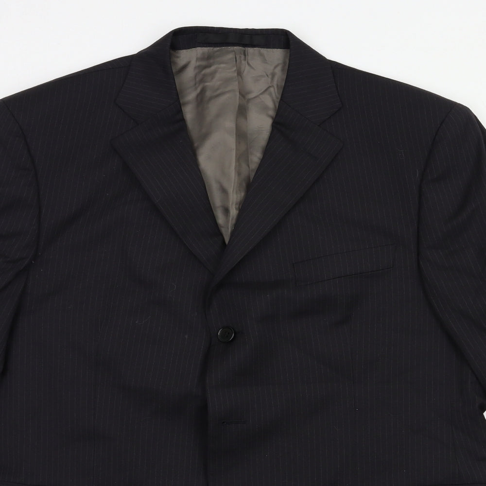 Marks and Spencer Mens Black Striped  Jacket Suit Jacket Size 42