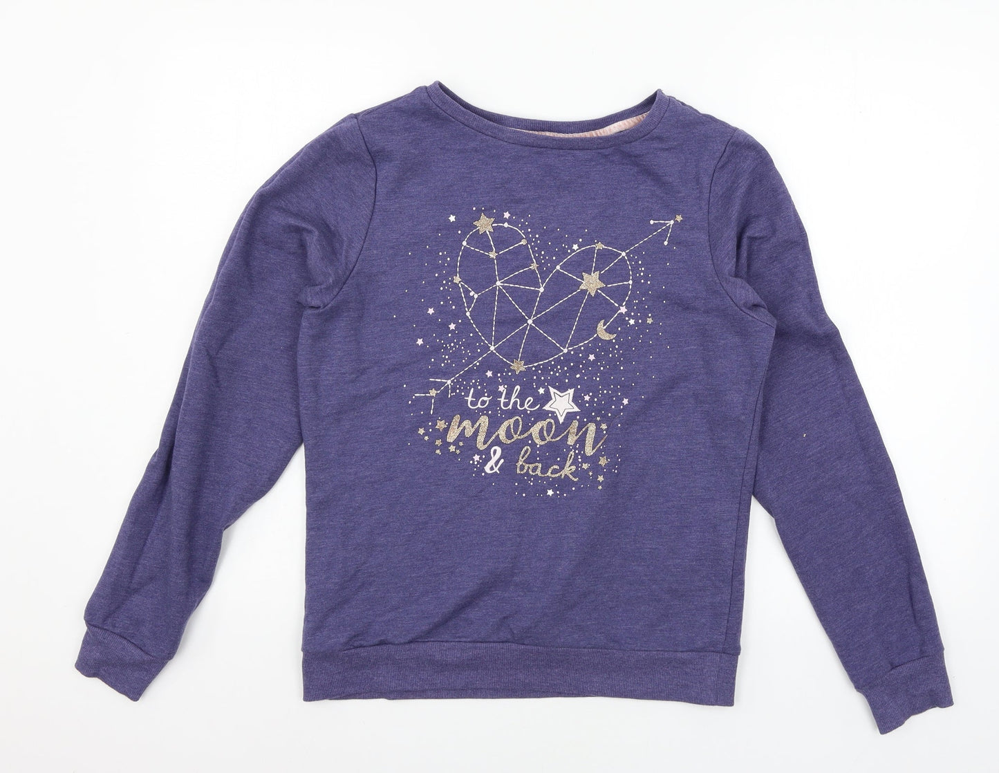 George Womens Blue Geometric Jersey Top Pyjama Top Size 8  - To the moon and back