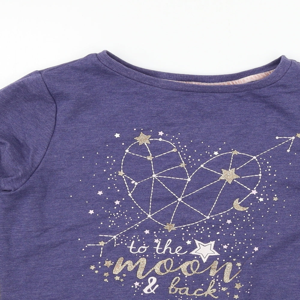George Womens Blue Geometric Jersey Top Pyjama Top Size 8  - To the moon and back