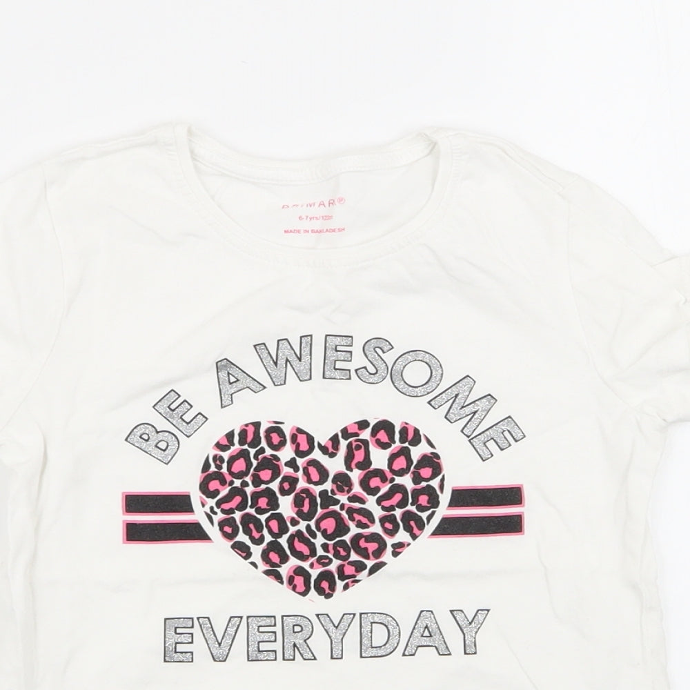Primark Girls White   Basic T-Shirt Size 6-7 Years