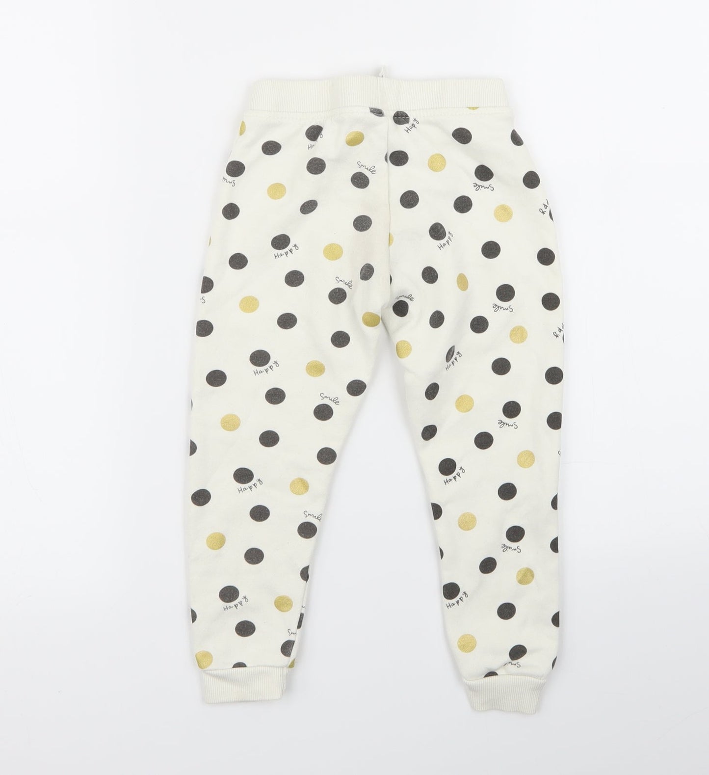 Primark Girls White Polka Dot  Jogger Trousers Size 2 Years