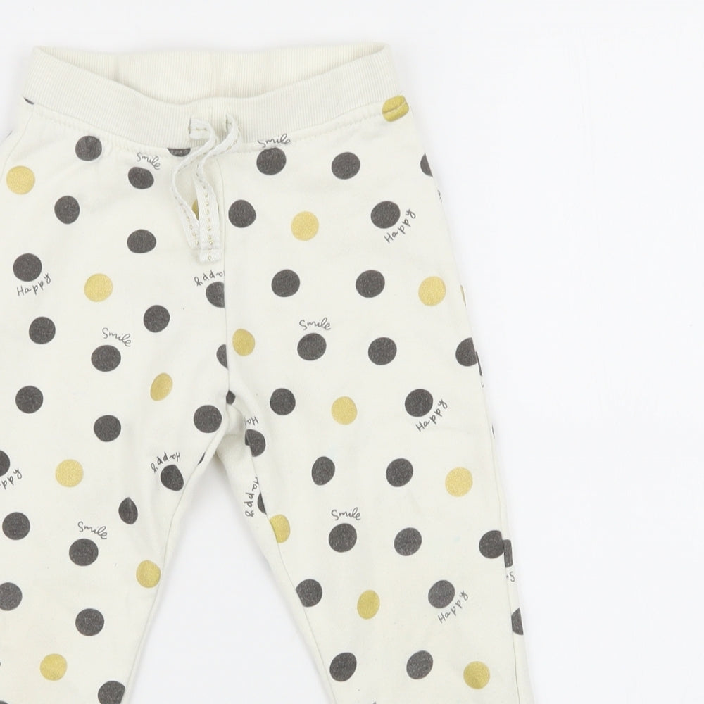 Primark Girls White Polka Dot  Jogger Trousers Size 2 Years