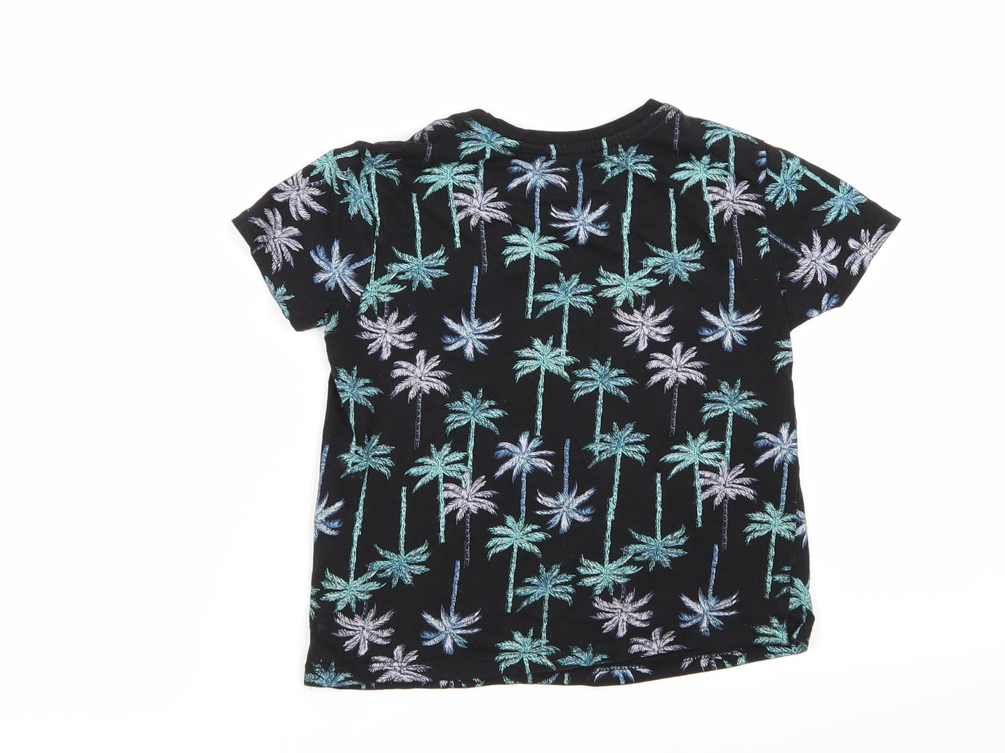 Primark Boys Black Floral  Basic T-Shirt Size 4-5 Years