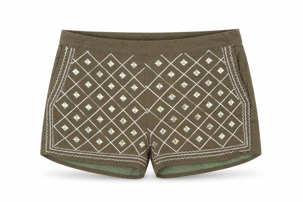 jubylee Womens Brown Geometric  Hot Pants Shorts Size M