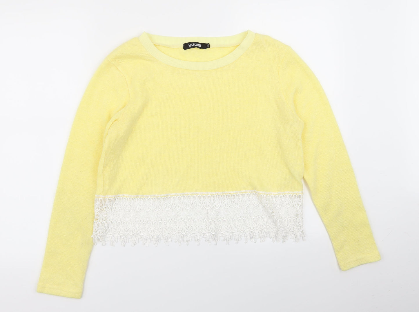 Missguided Womens Yellow Geometric  Pullover Jumper Size M