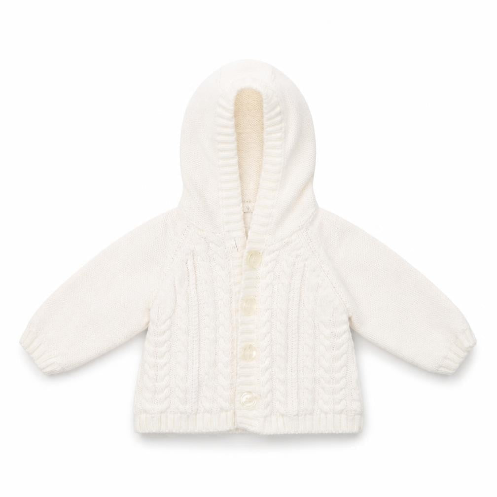 Front view of Mini Club girls’ white basic jacket jacket, size 0-3, months