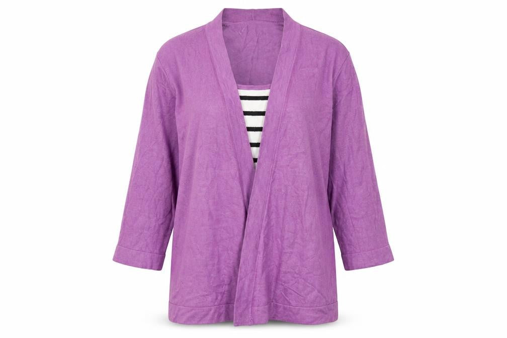 Country Casuals Womens Purple Striped Cardigan Jumper Size M