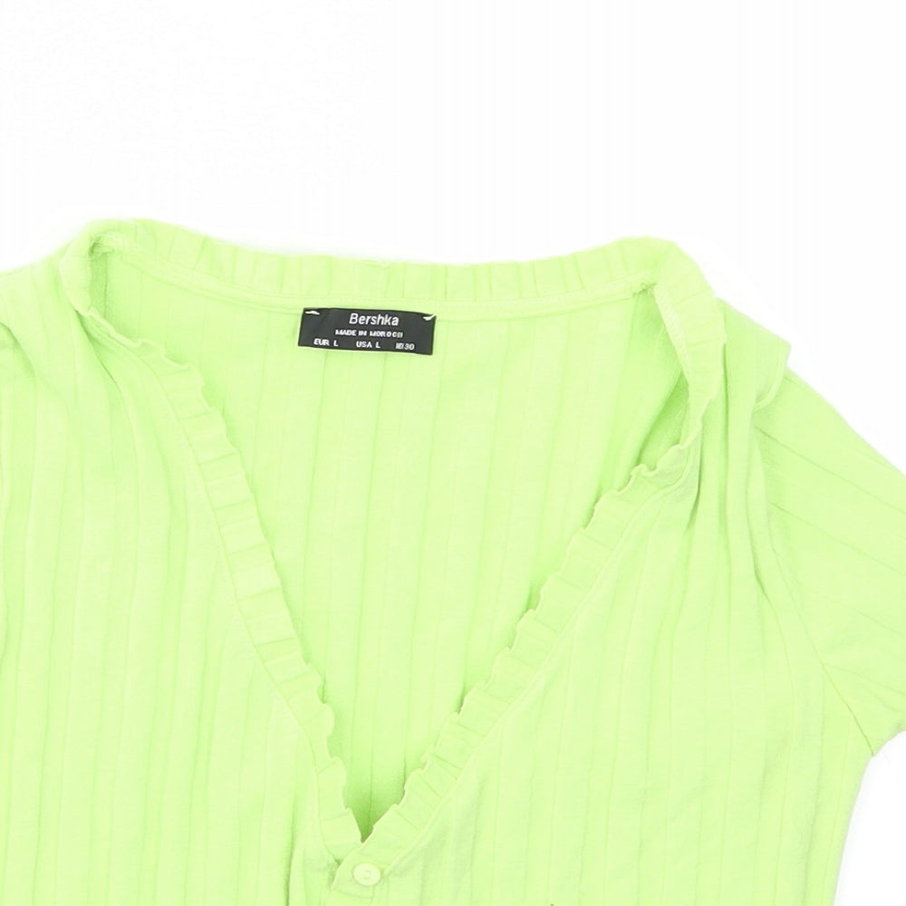 Bershka Womens Green   Cardigan Jumper Size L