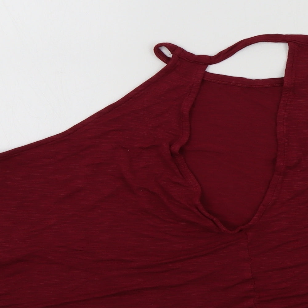 H&M Womens Red Colourblock  Basic T-Shirt Size M
