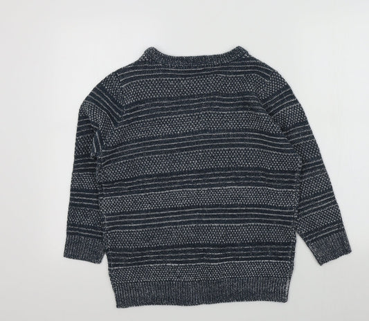 TRU Boys Blue Geometric  Pullover Jumper Size S