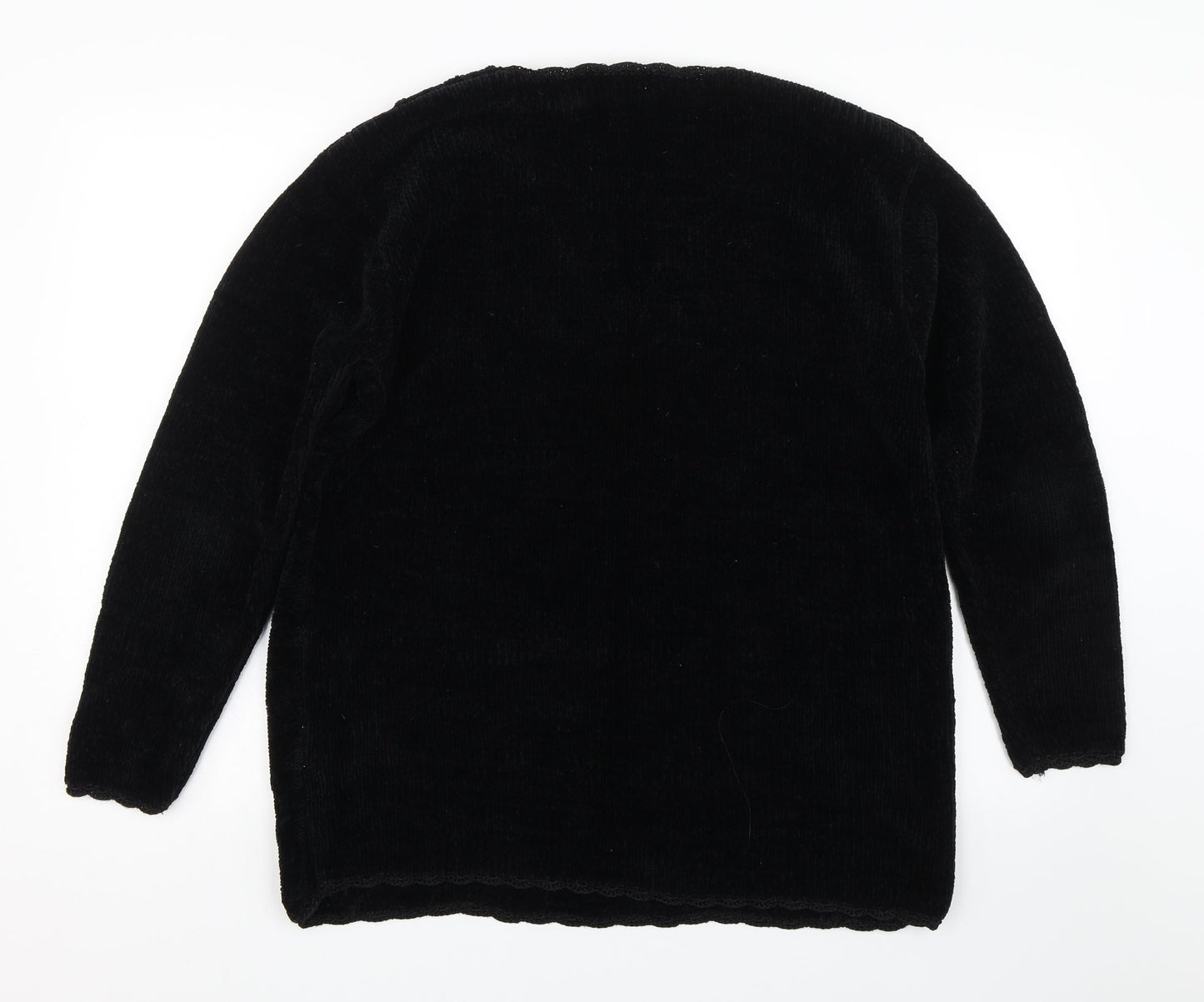 HANNAH Womens Black Floral  Pullover Jumper Size M