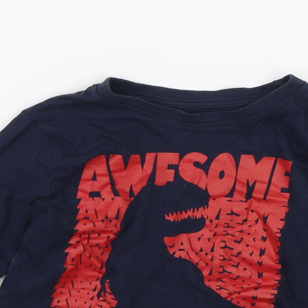 Primark Boys Blue   Basic T-Shirt Size 2-3 Years  - Dinosaurs