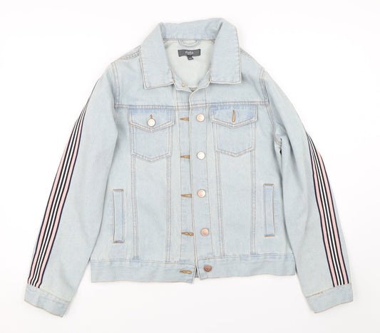 Studio Denim Womens Blue Striped Denim Jacket  Size 8