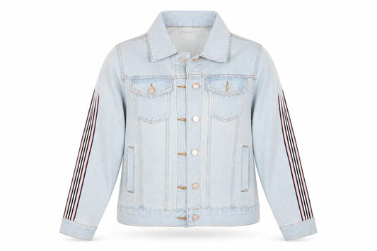 Studio Denim Womens Blue Striped Denim Jacket  Size 8