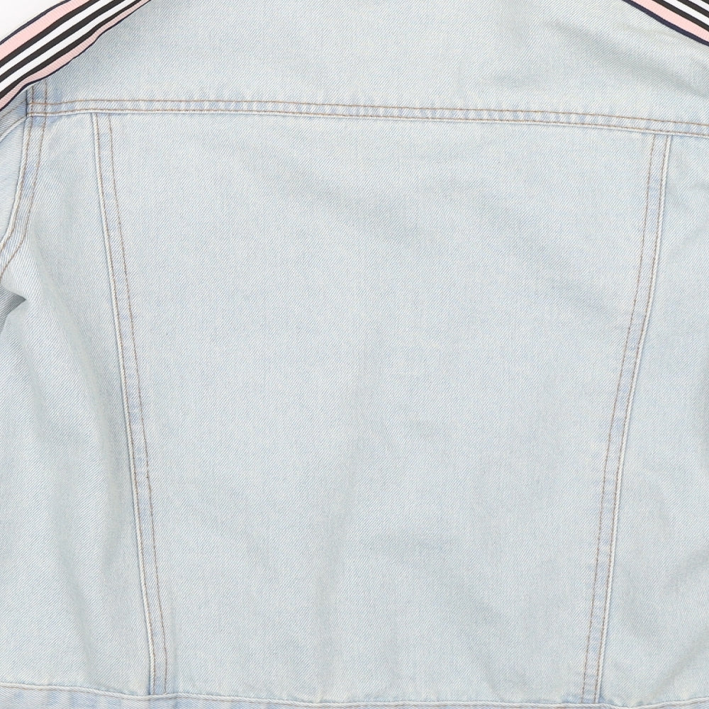 Studio Denim Womens Blue Striped Denim Jacket  Size 8