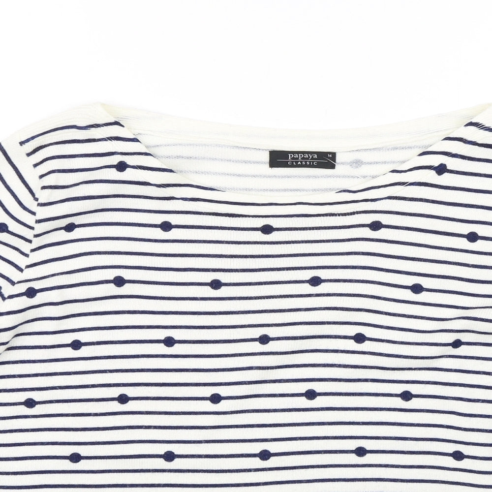 Matalan Womens Blue Striped  Pullover Jumper Size 16