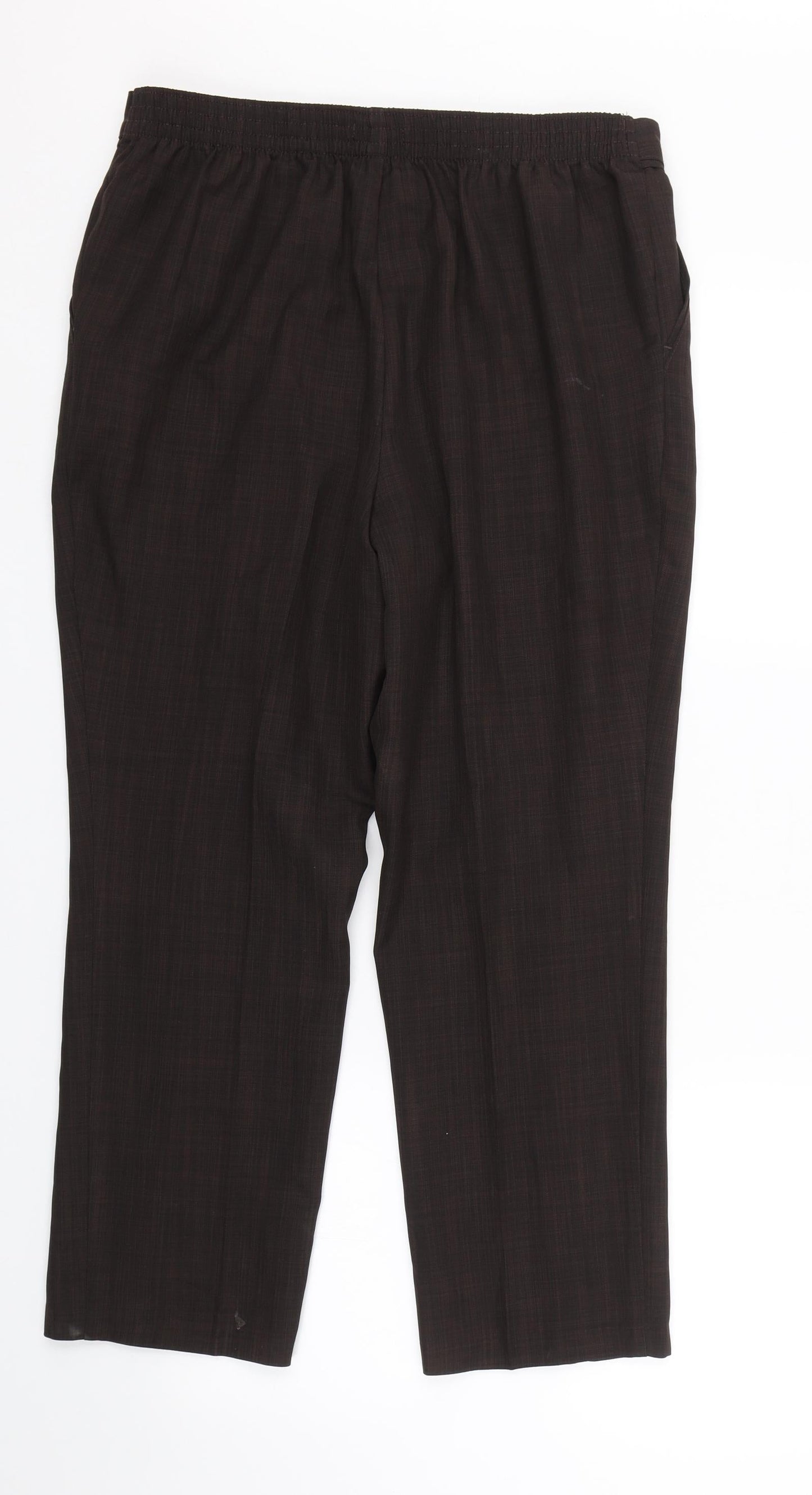 M&S Womens Brown Check  Trousers  Size 12 L24 in