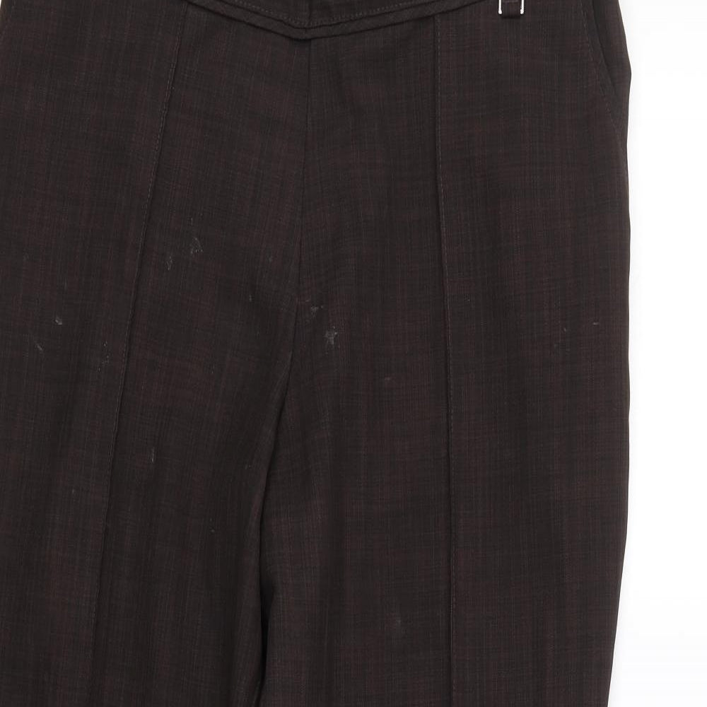 M&S Womens Brown Check  Trousers  Size 12 L24 in