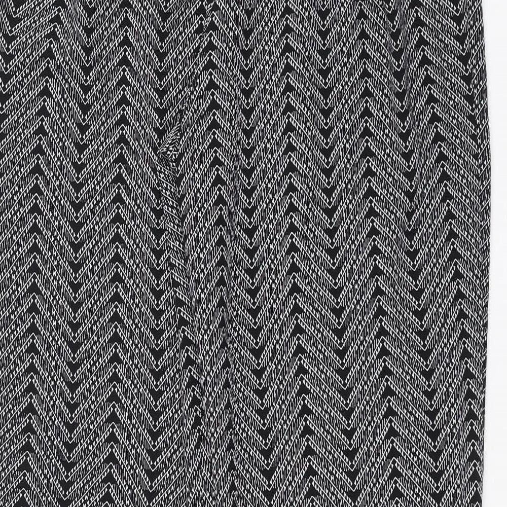 Bonmarché Womens Black Geometric  Trousers  Size 16 L28 in