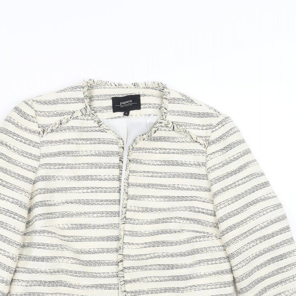 Papaya Womens Ivory Striped  Jacket  Size 8