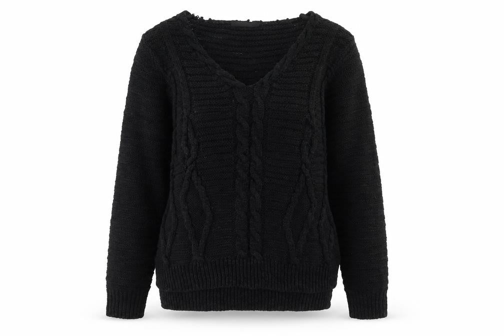 Revamped Womens Black  Knit Pullover Jumper Size M
