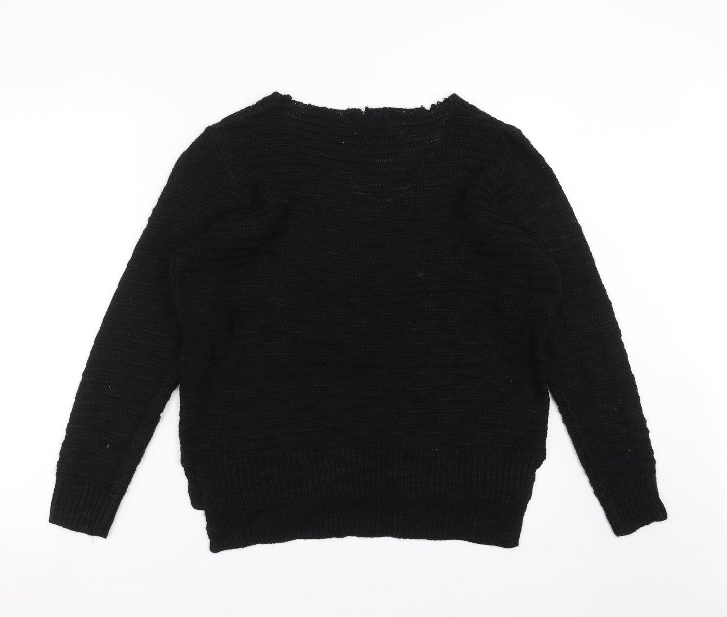 Revamped Womens Black  Knit Pullover Jumper Size M