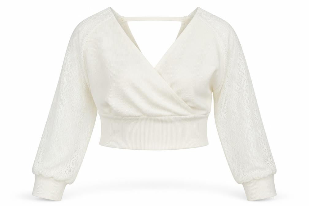 SheIn Womens Ivory  Knit Pullover Jumper Size 2XL  - Lace sleeves