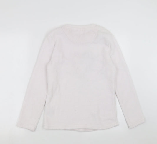 Warm & Cosy Womens White Solid  Top Pyjama Top Size S  - candy canes