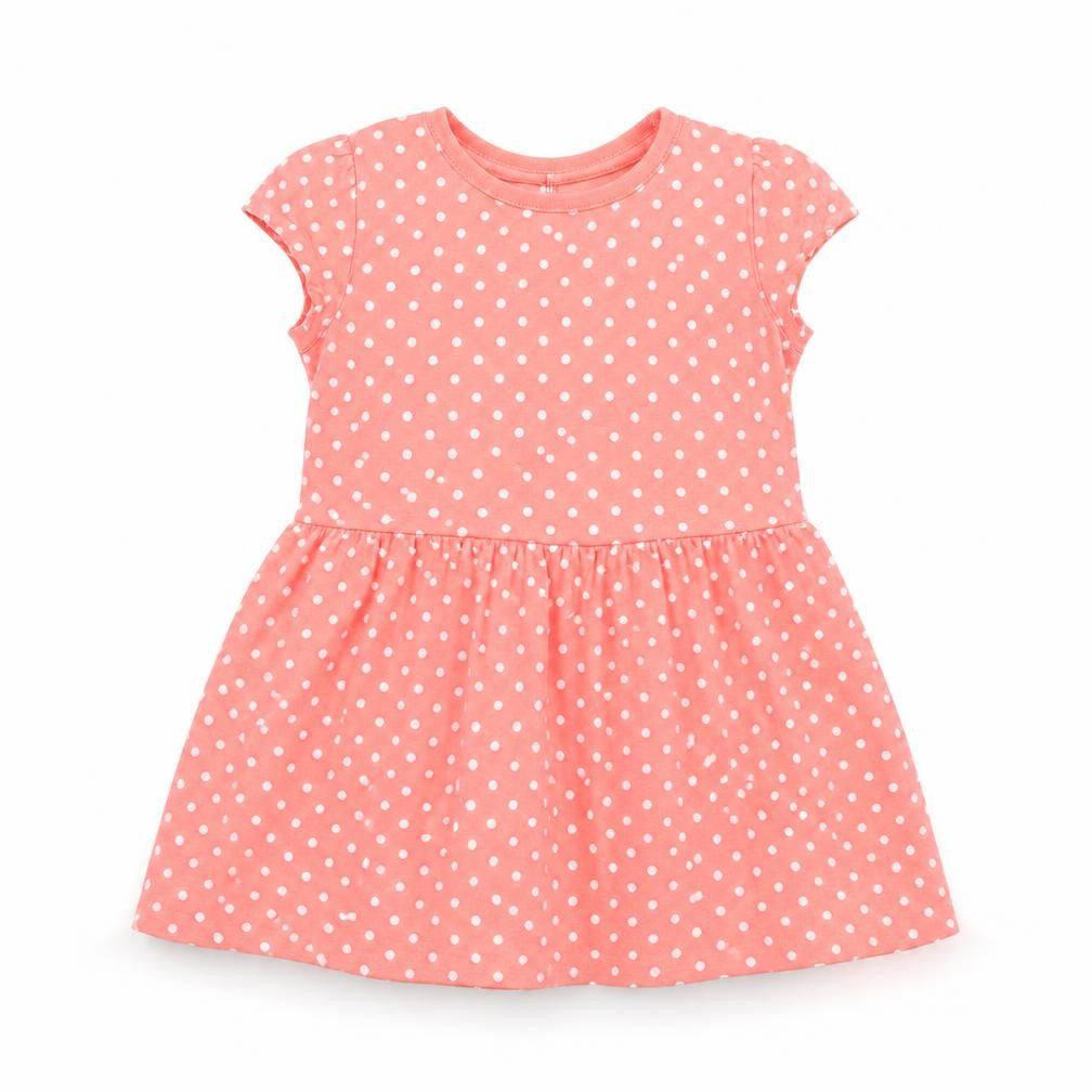 Front view of George girls’ pink polka dot fit & flare, size 12-18, months