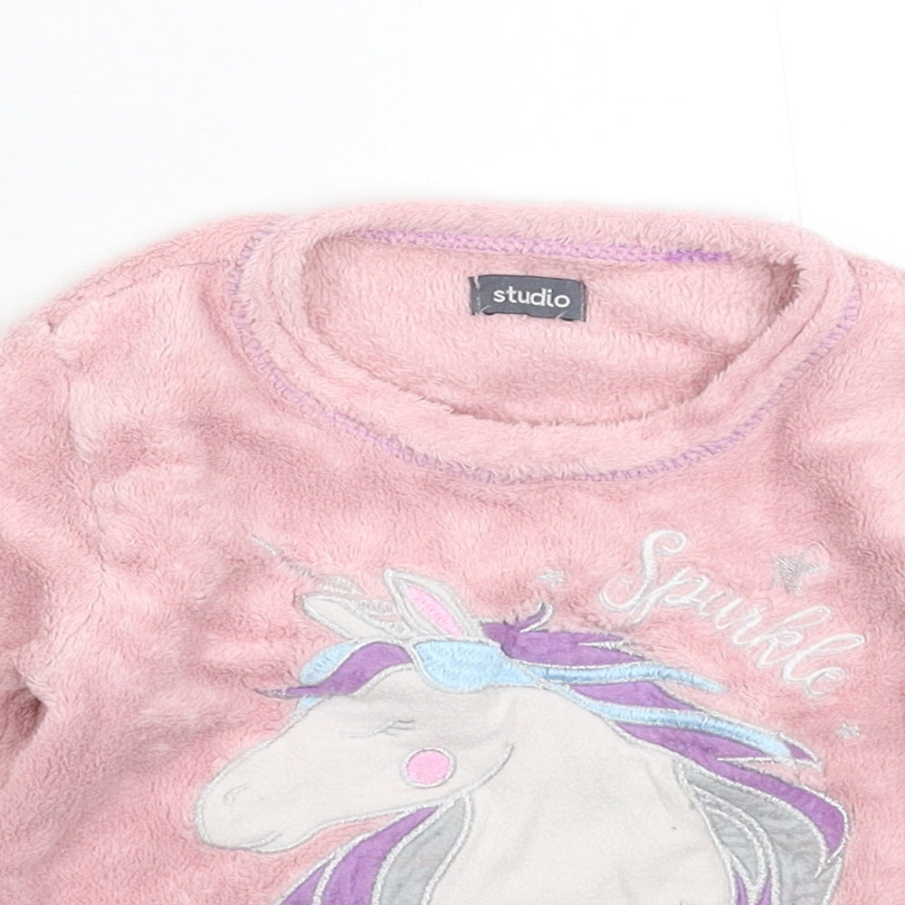 Studio Girls Pink Solid Fleece Top Pyjama Top Size 2-3 Years
