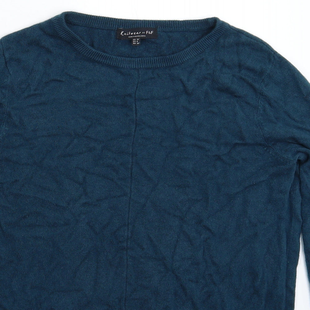 F&F Womens Blue  Knit Pullover Jumper Size 10