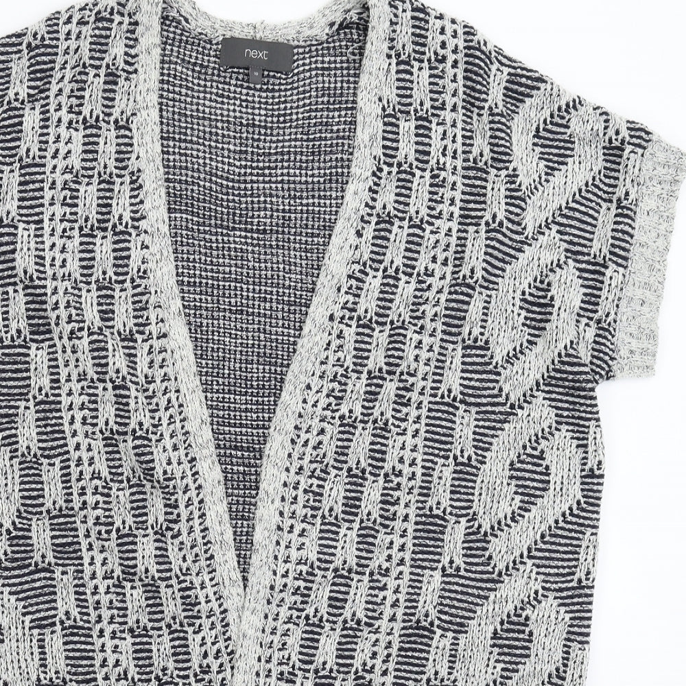 NEXT Womens Grey Geometric Knit Cardigan Jumper Size 10