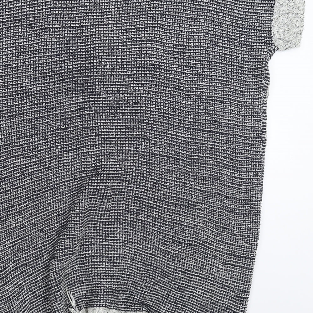 NEXT Womens Grey Geometric Knit Cardigan Jumper Size 10