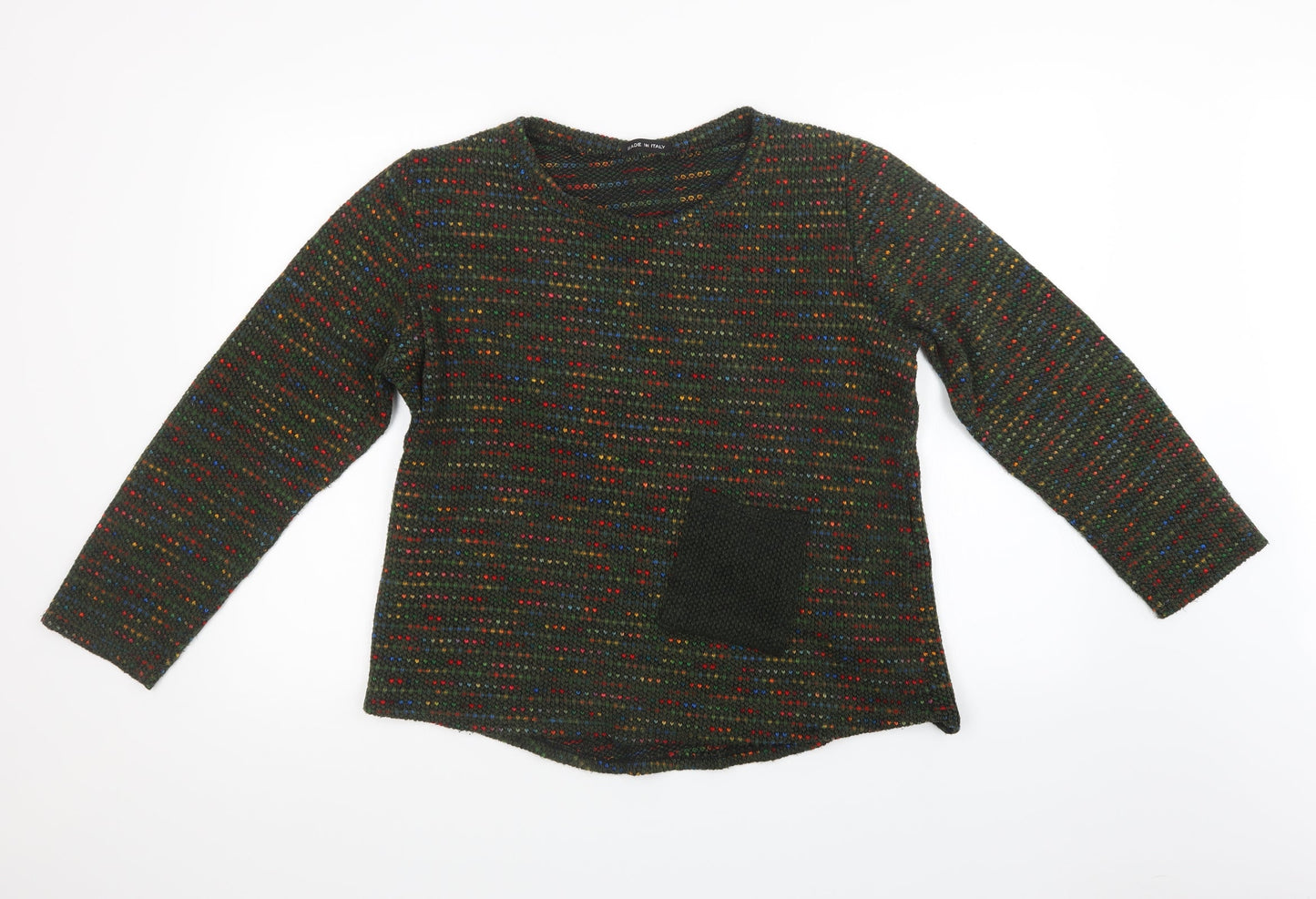 Preworn Mens Green Geometric Knit Pullover Sweatshirt Size S